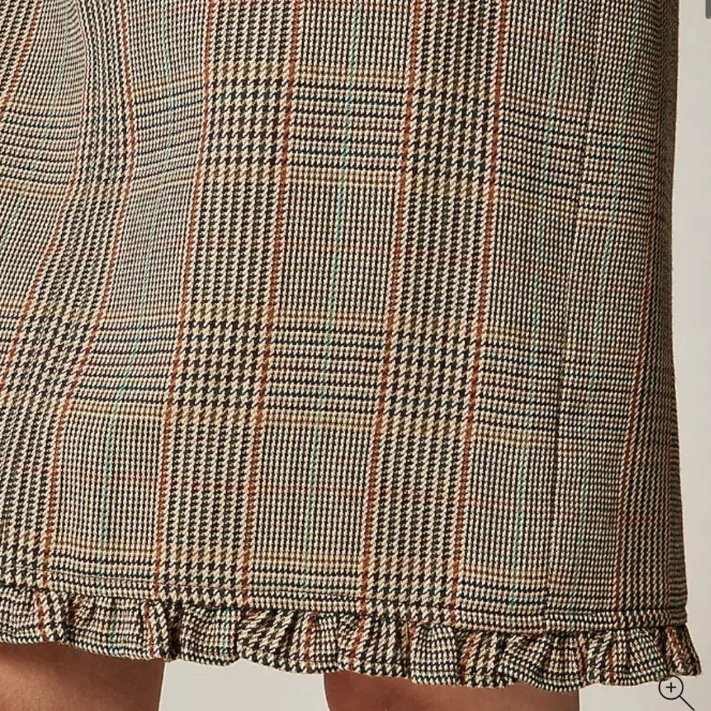 J crew Ruffle-trim pencil midi skirt in glen plaid wool